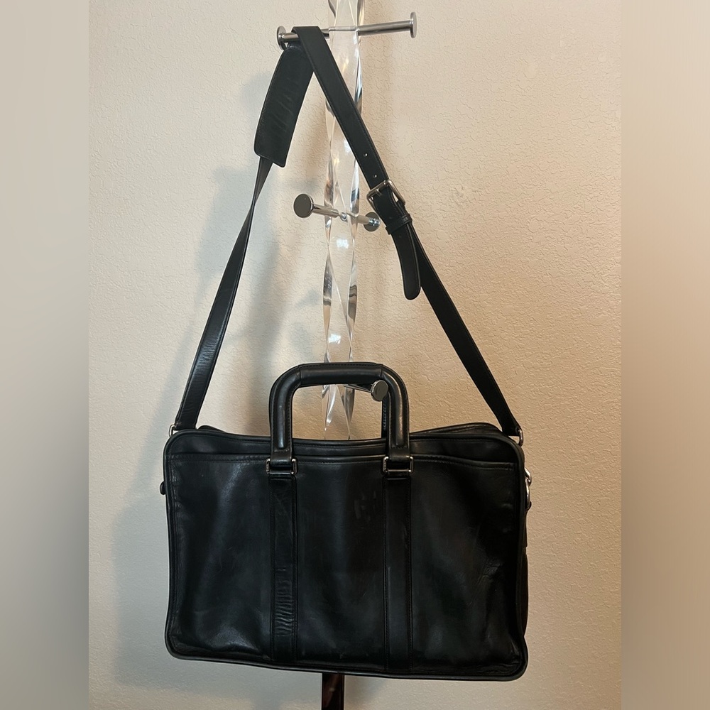 COACH F70374  Embassy Black Leather Briefcase Attaché Bag